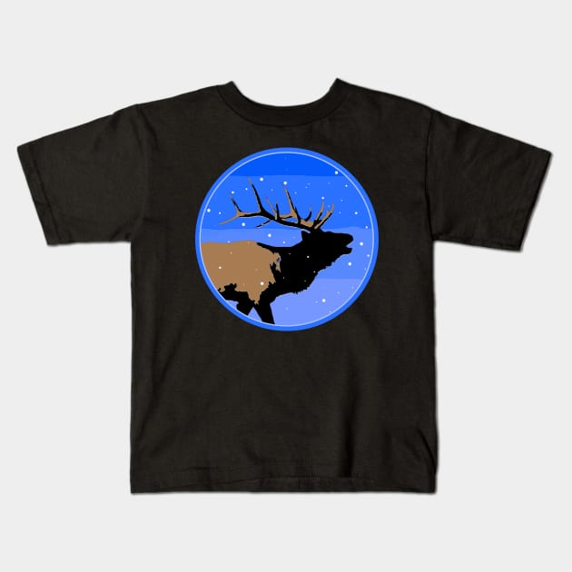 Bugling Elk in Winter Kids T-Shirt by Alpen Designs